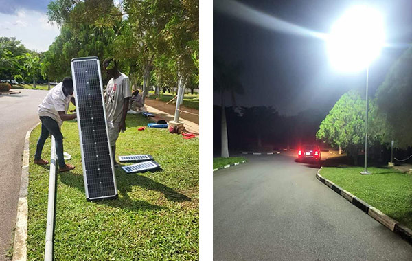 150 Sätze integrierter Solar-Straßen leuchten SLZ-100W in Nigeria