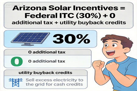 Arizona Solaranreize 2026 – Steuergutschriften, Rabatte, Net Metering & Solarersparnisse