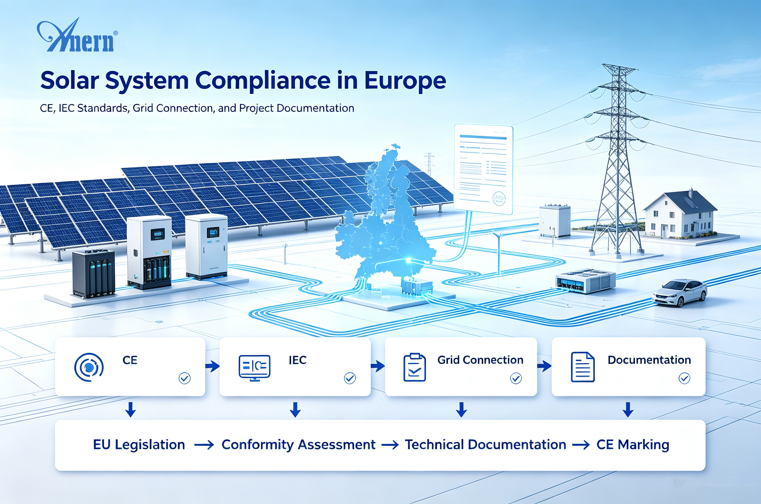 Solar-System-Konformität in Europa: CE, IEC-Normen, Netzanschluss und Projektdokumentation